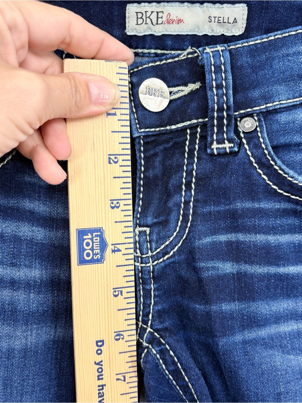 BKE Jeans Womens 24 Long Blue Stella Low Rise Skinny Dark Wash ABK1411 - Picture 6 of 11